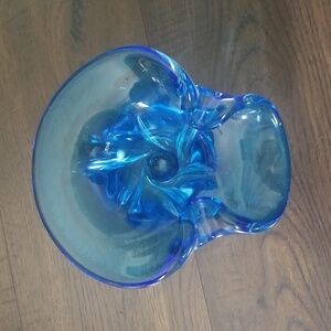 Beautiful MCM blue glass dish, ashtray